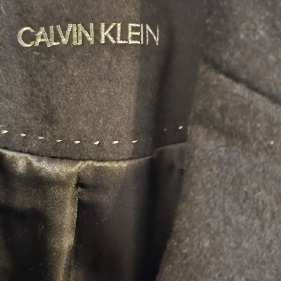 Black Single Breasted Wool & Cashmere Blend Coat Calvin Klein Size 4 NWOT - Picture 3 of 7
